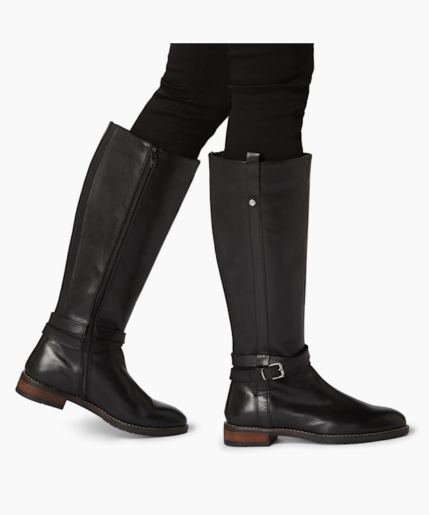 dune double strap knee high boots