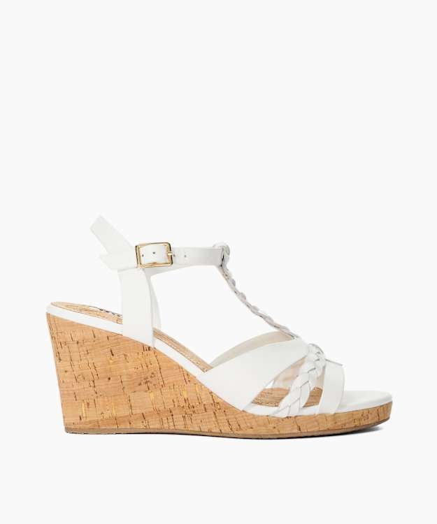 Dune white 2025 wedge sandals