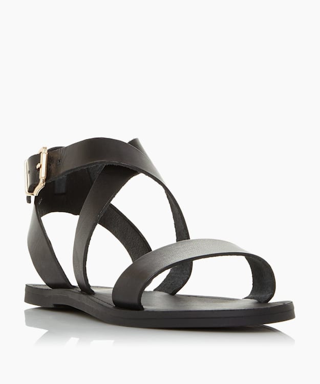 Leelah Black Wide Fit Cross Strap Sandals Dune London