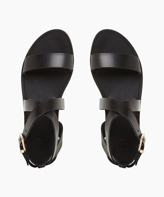 Leelah Black Wide Fit Cross Strap Sandals Dune London