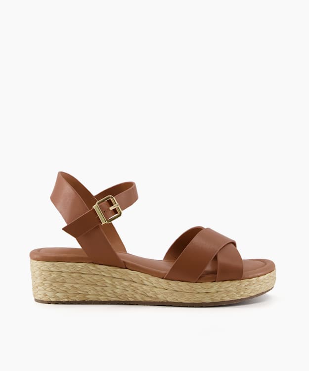 Tan low sales wedge sandals