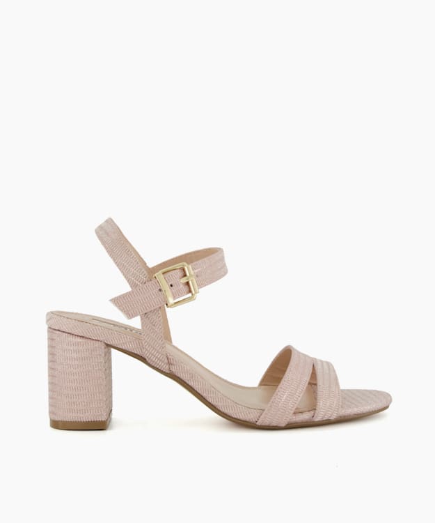 Merisa Rose Gold, Wide-Fit Mid-Block-Heel Sandals | Dune London