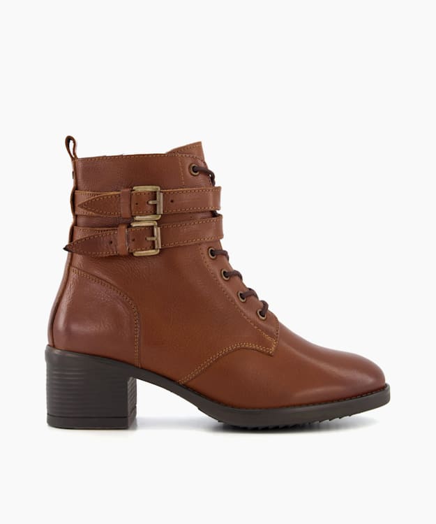 Ladies wide fit brown ankle clearance boots