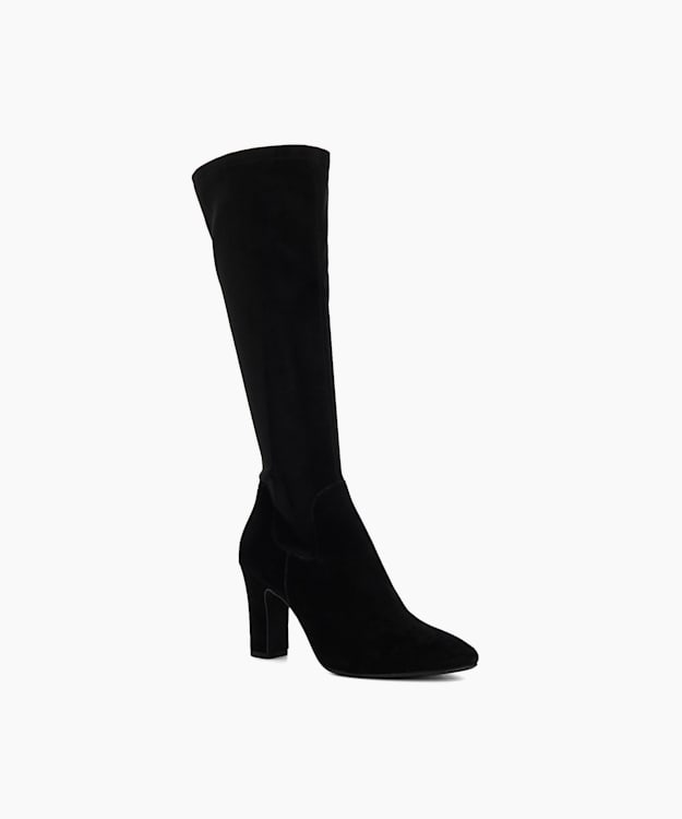 Simple Black Almond Toe Block Heel Boots Dune London