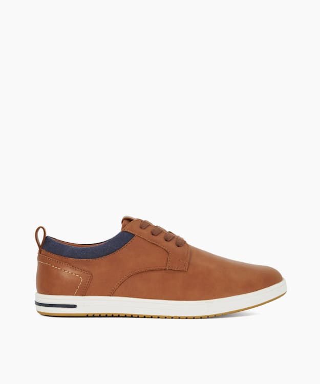 Travels Tan, Wide Fit Lace-up Trainer | Dune London