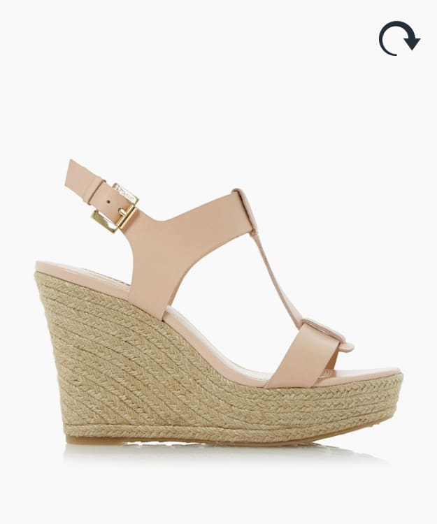 nude platform wedges