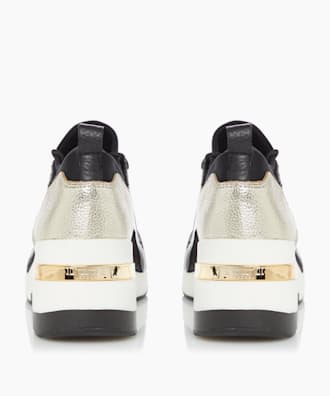 dune black wedge trainers