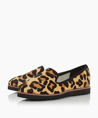 dune leopard print loafers