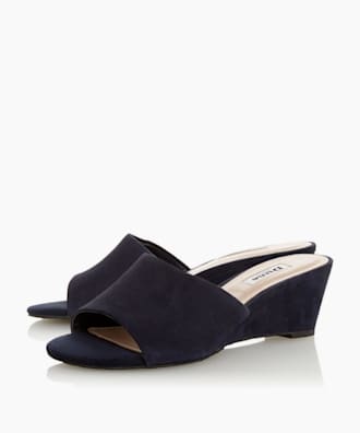 navy wedge mules