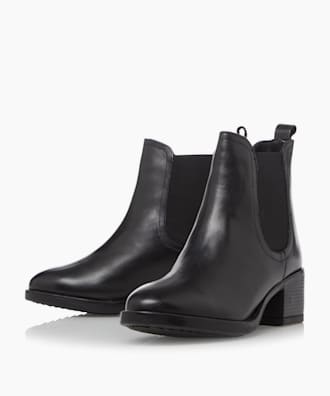 dune parker leather chelsea boots in black