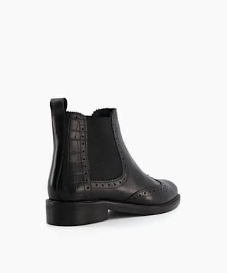 dune flat chelsea boots in black leather