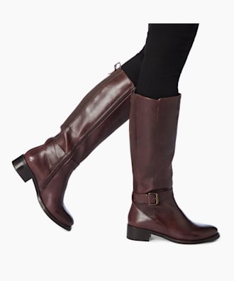 dune burgundy knee high boots