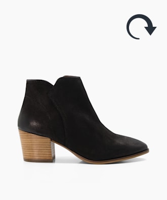 black booties with wooden heel