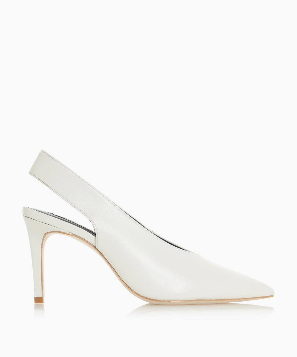 white v cut heels