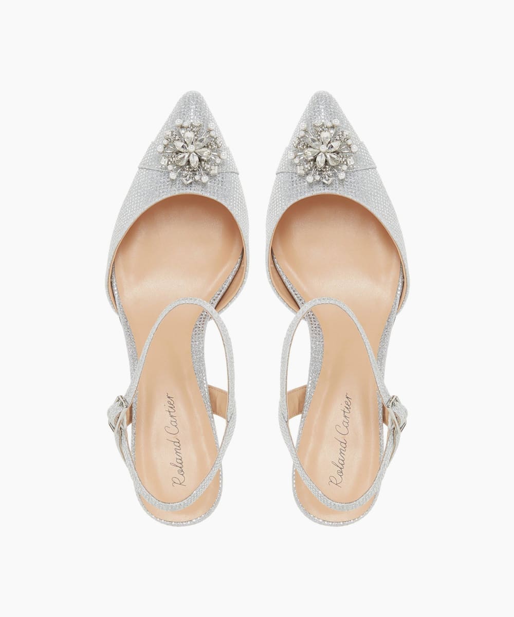 Pointed Jewel Brooch Open Court Shoes 