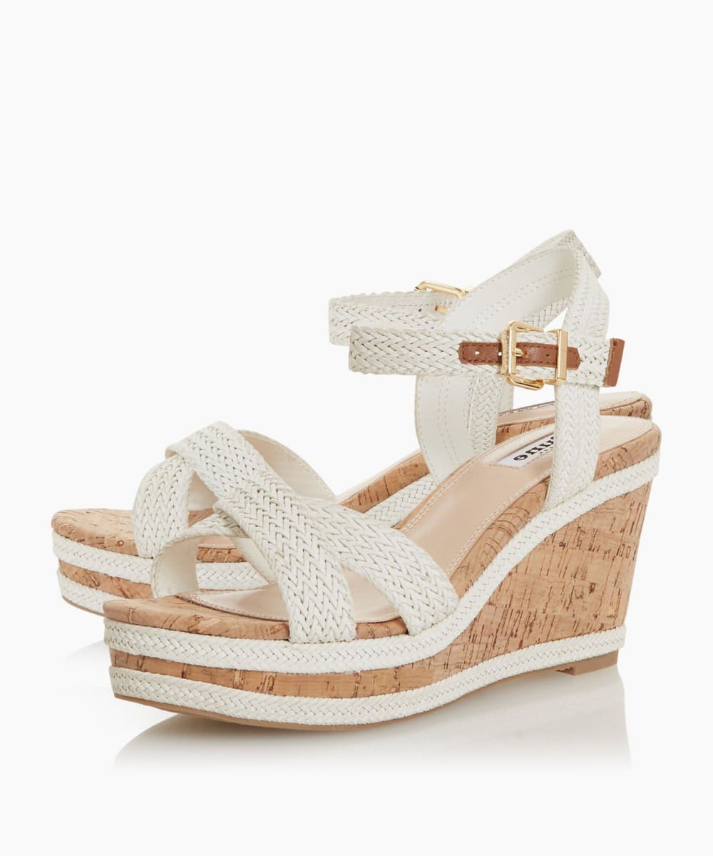 dune white wedge sandals