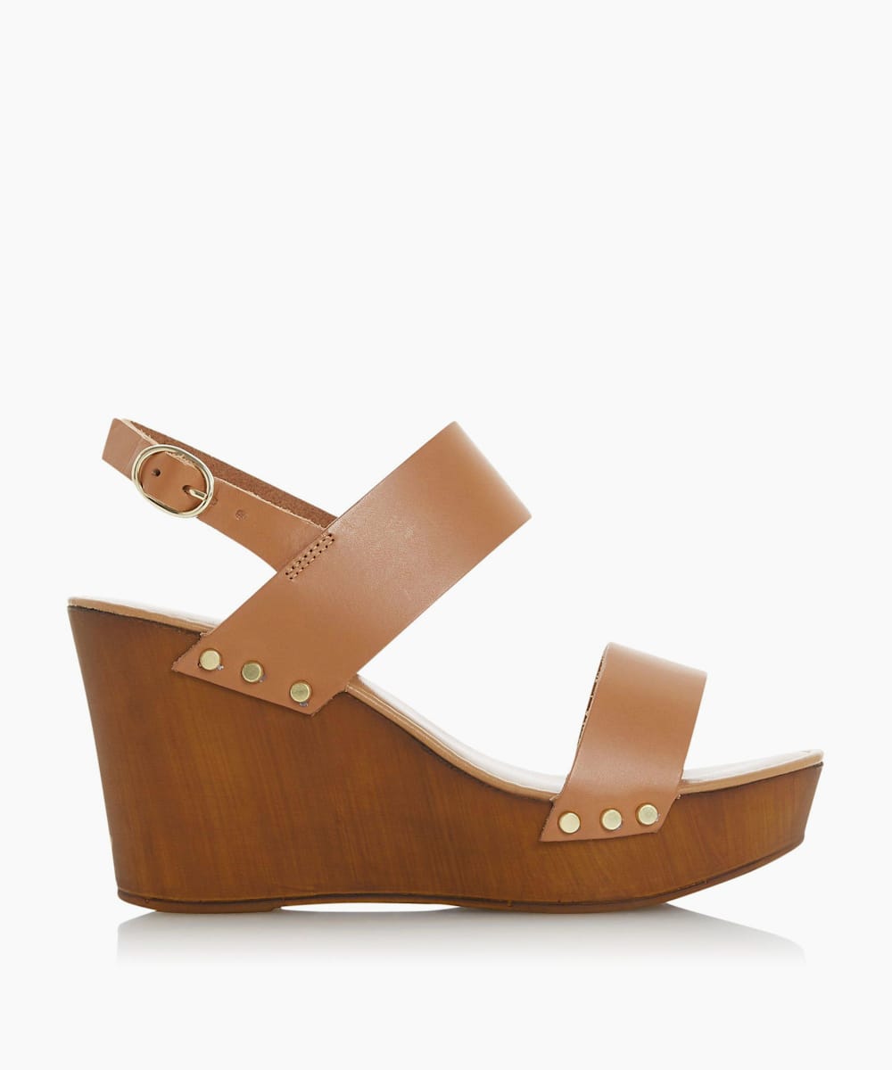 dune tan wedge sandals