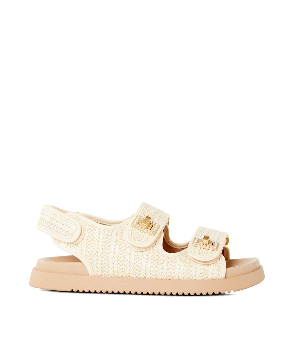 dune silver flat sandals
