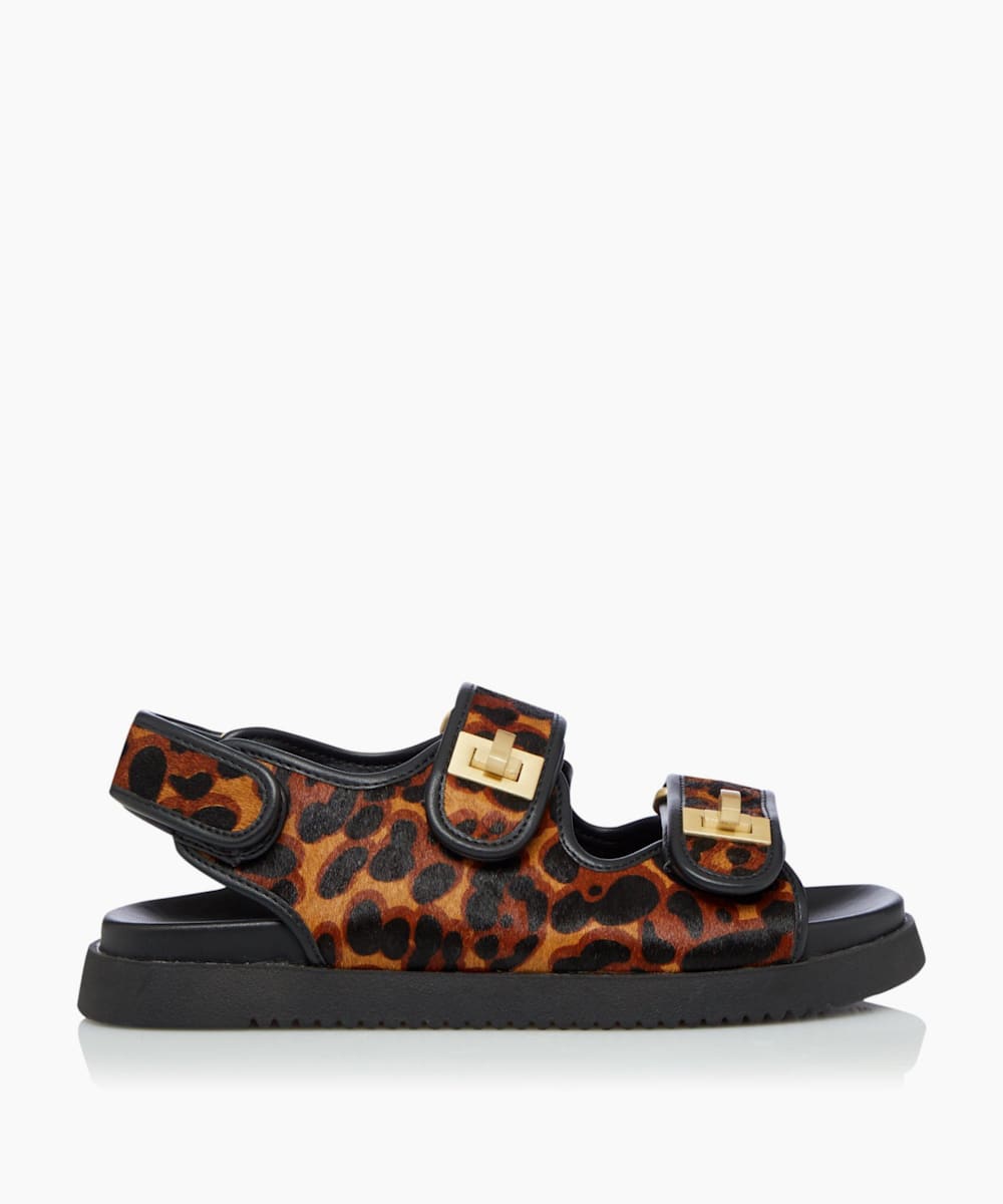 dune leopard print sandals