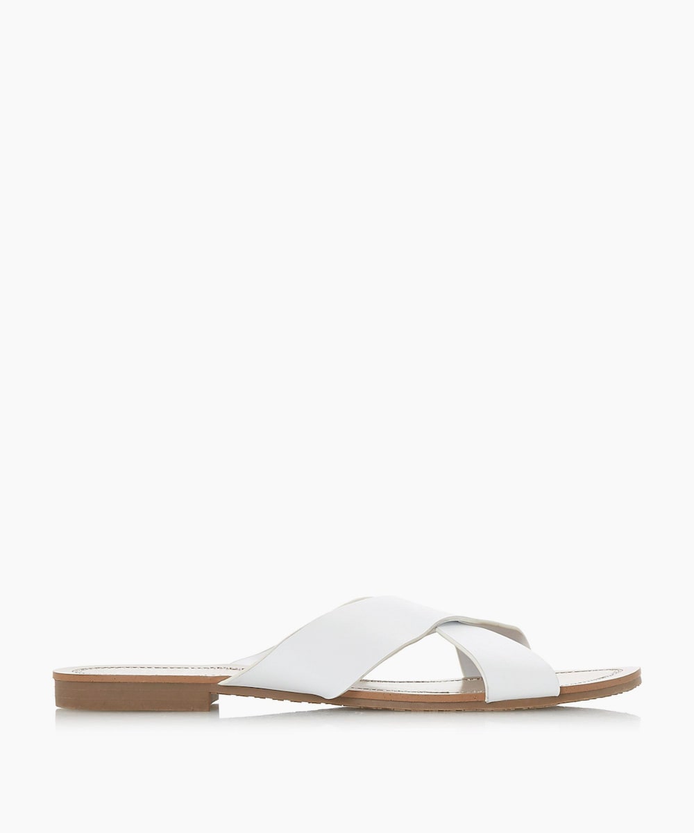 white cross strap sandals