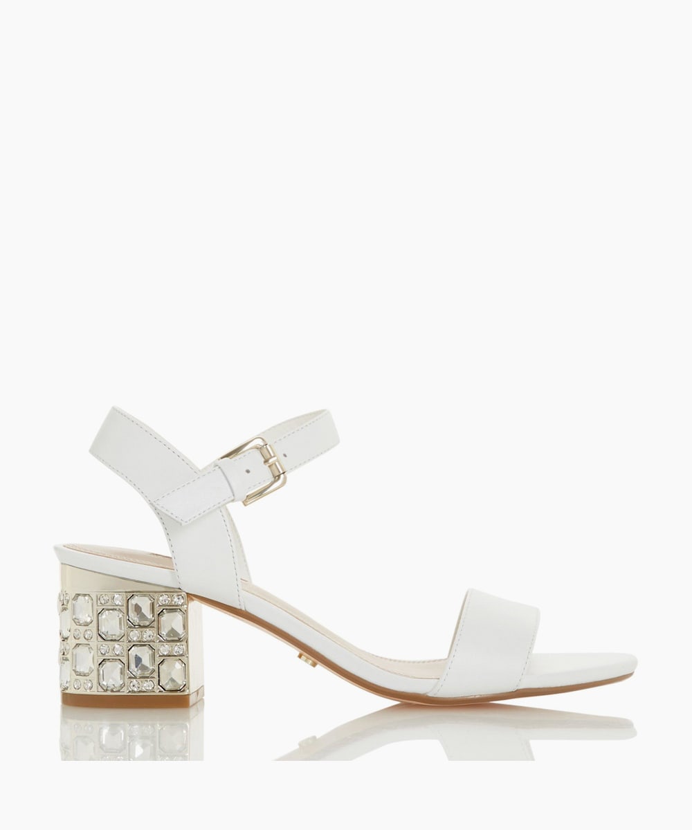 jewelled block heel sandals