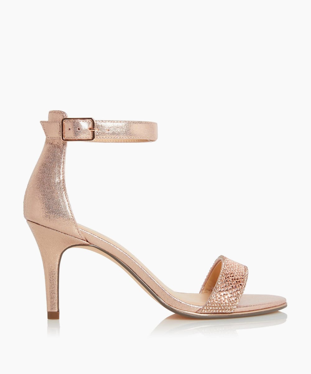 mid heel rose gold sandals