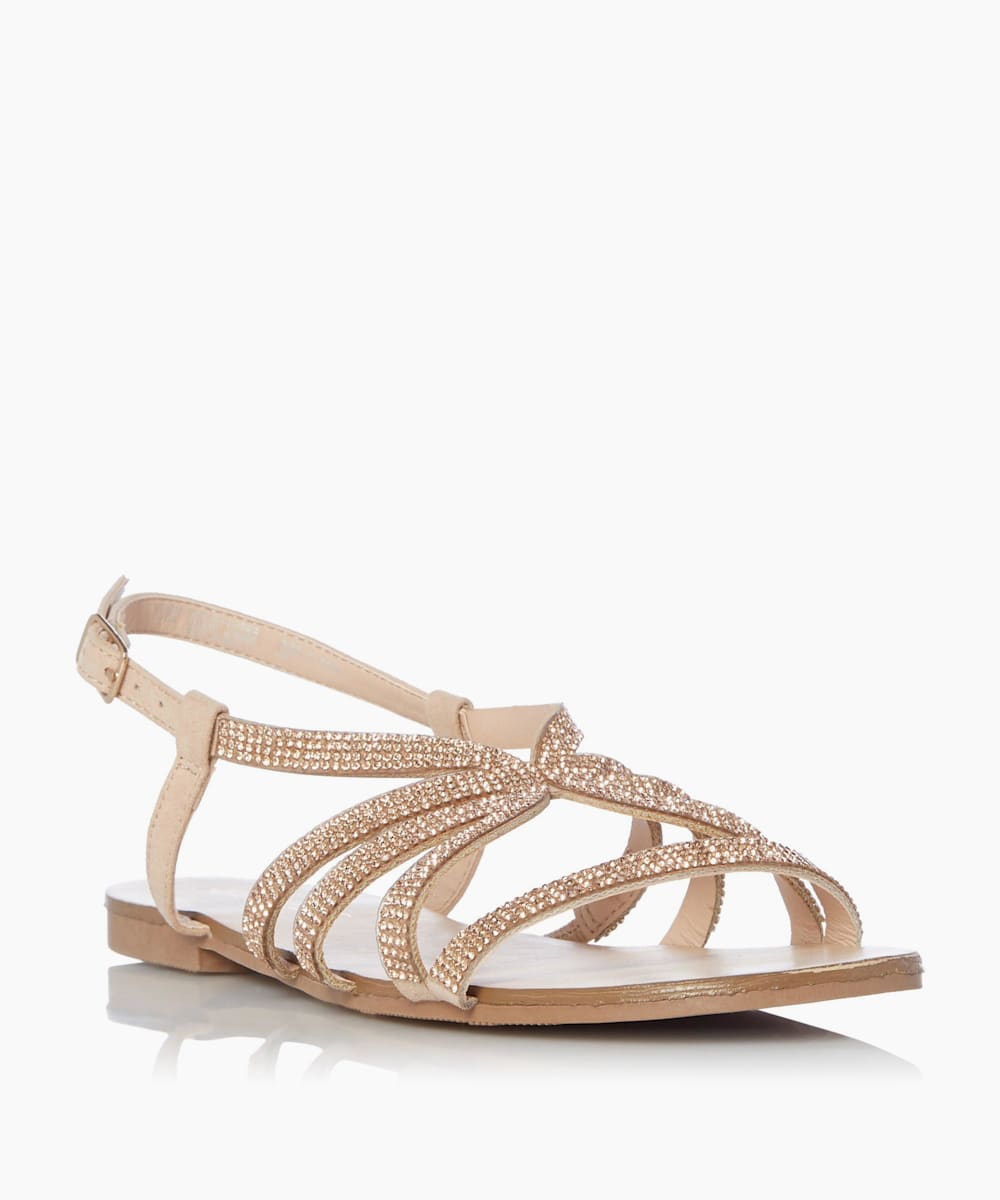 dune rose gold flat sandals