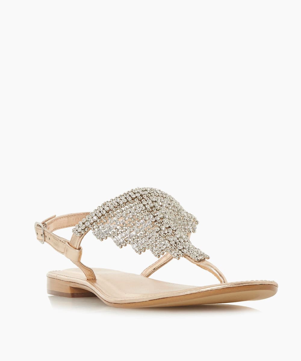 dune rose gold flat sandals