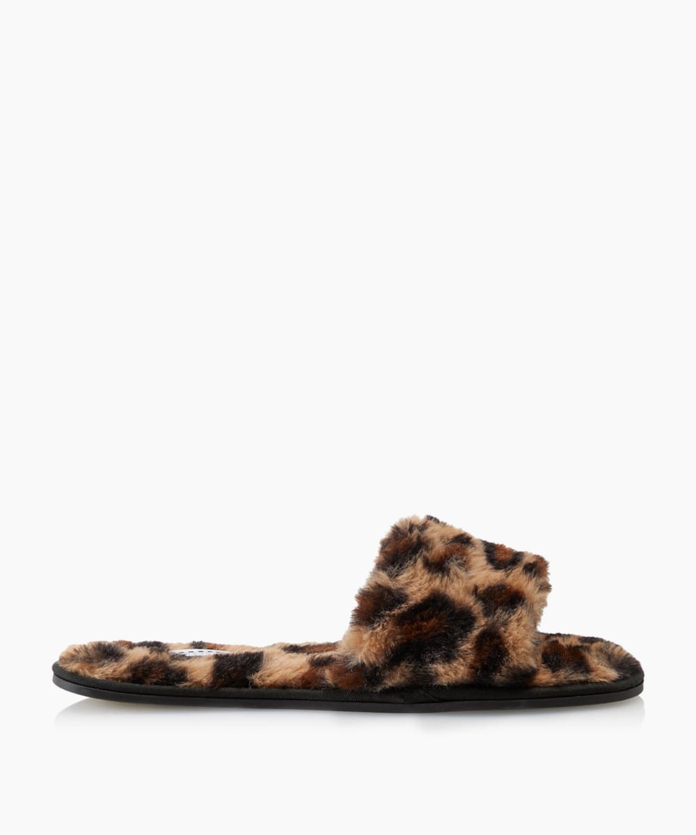 dune leopard print sandals