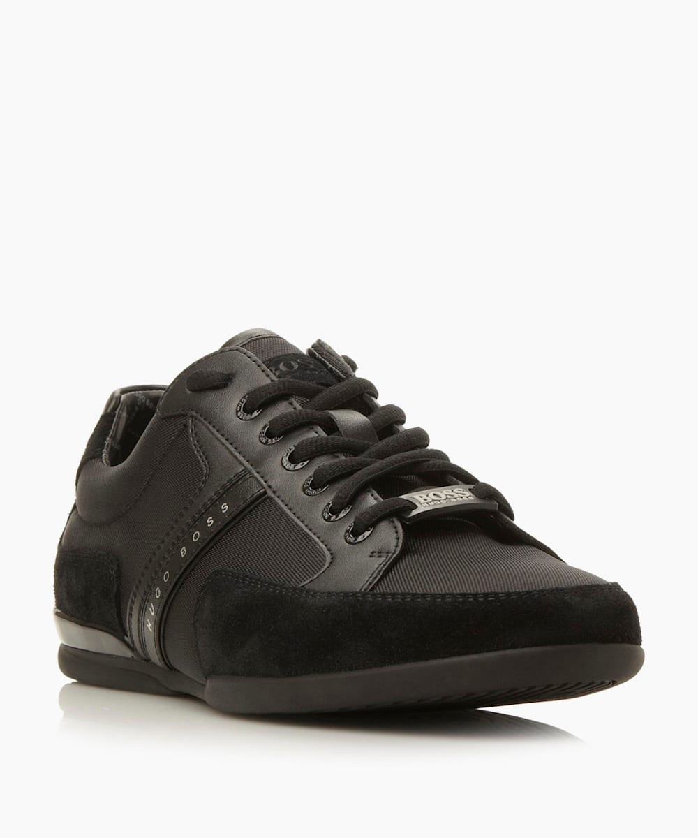hugo boss mens black suede and leather 