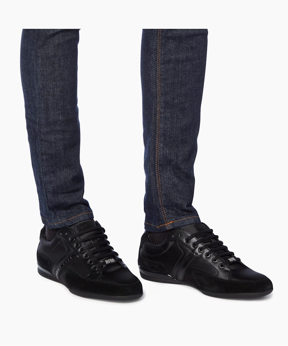 hugo boss mens black suede and leather 